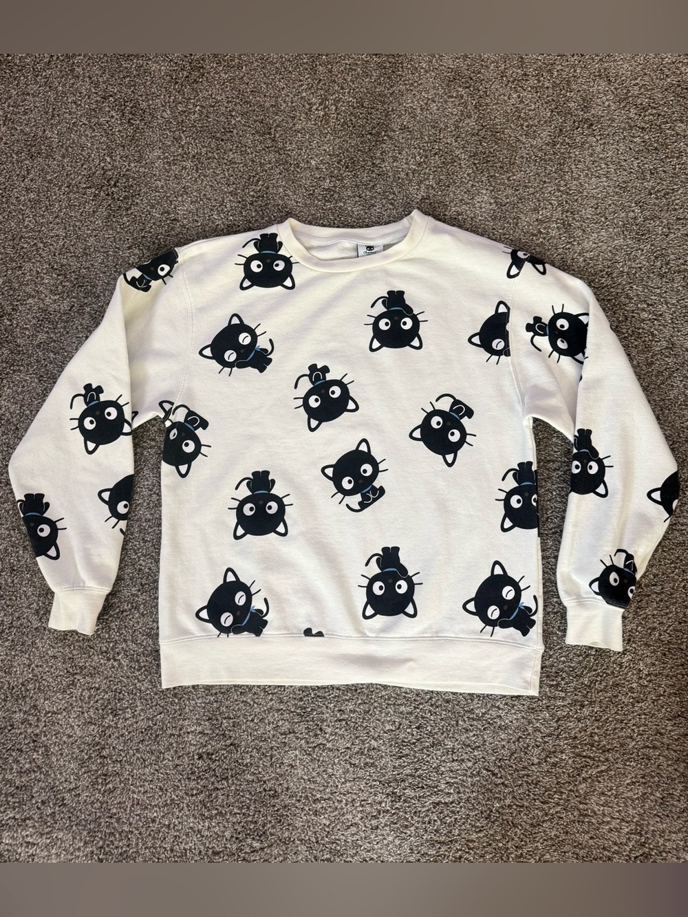 Sanrio Chococat All Over Print Crewneck Sweatshirt Black White Size M